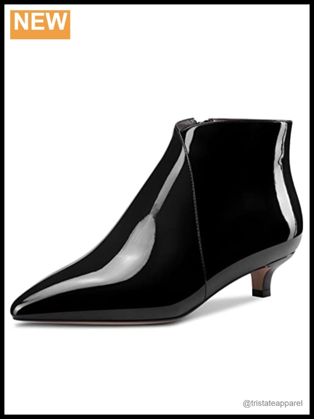 Womens Pointed Toe Kitten Heel Ankle Booties with Zip Closure